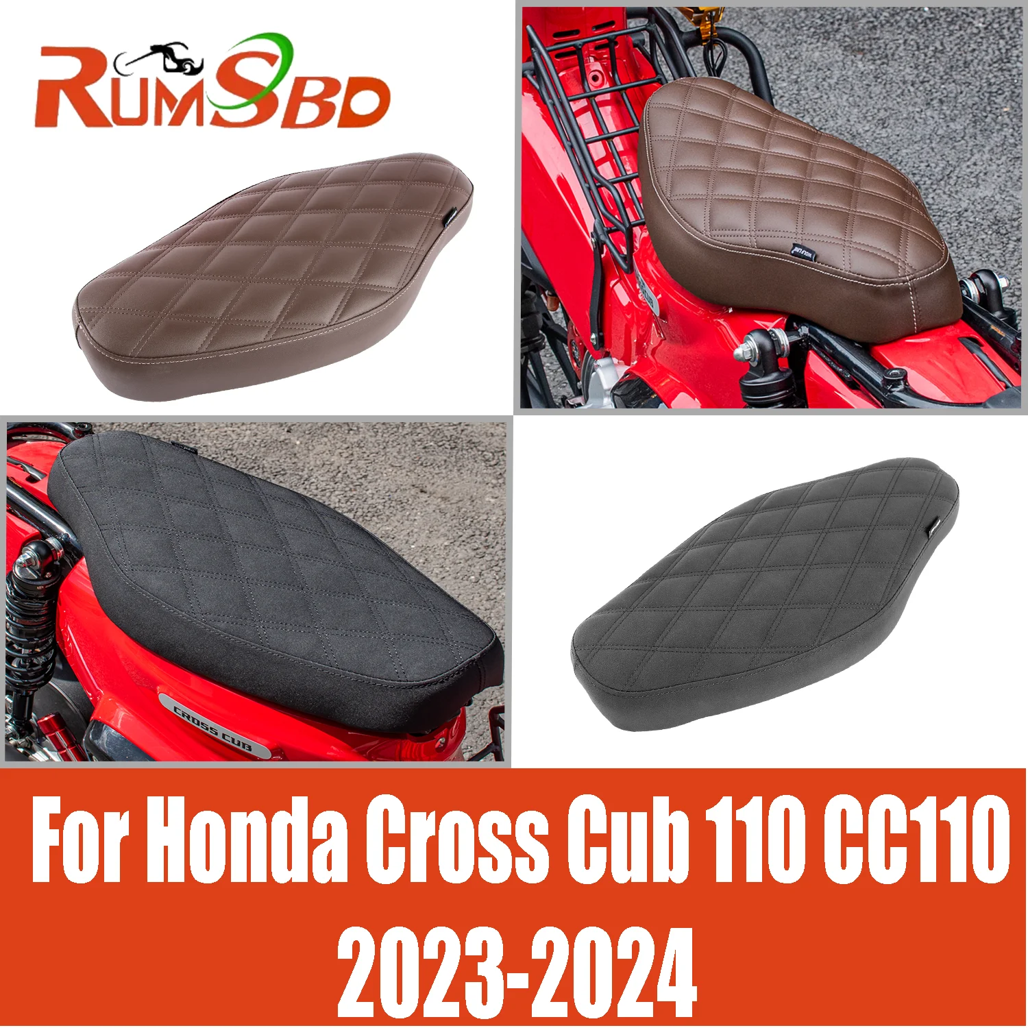 

For Honda Cross Cub 110 CC110 2023-2024 Motorcycle Seat Cover Driver Pillion Integral front and rear seats Heat Resistant