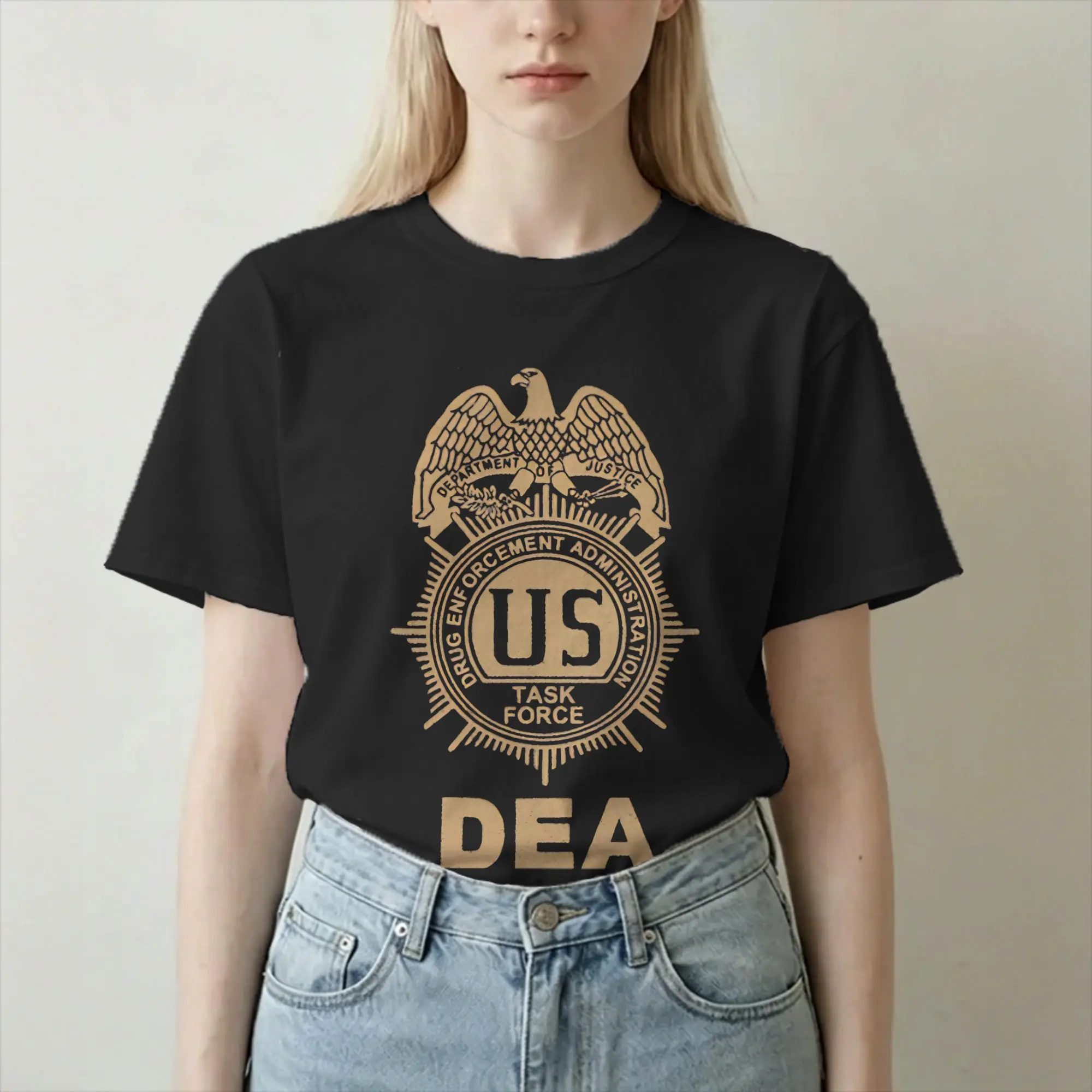Men Women's T-Shirts DEA US Federals Interdiction Agency Task Force Vintage Pure Cotton Tees T Shirt Round Neck Tops Big Size
