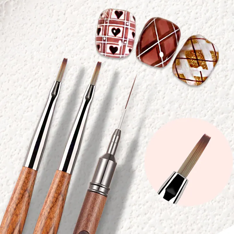 1-2pcs Professional Nail Plaid Art Brush for Checker Nail Drawing Painting Line Brush DIY Design UV Gel Extension Manicure Tools