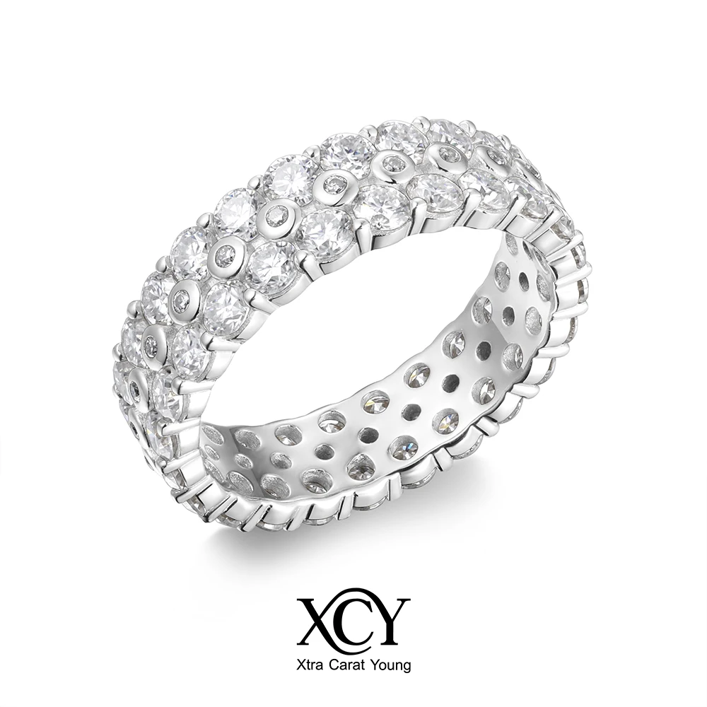 

XCY D Color VVS1 Moissanite Eternity Band for Women 925 Sterling Silver Lab Diamond Sparkling Rings Wedding Bridal Fine Jewelry