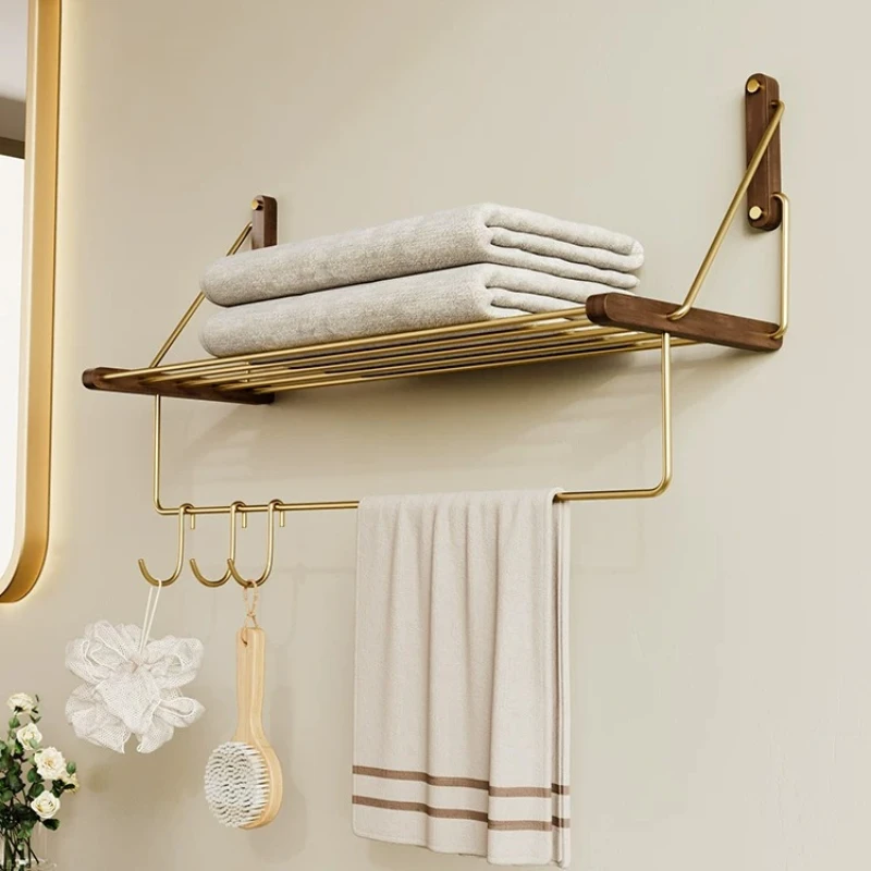 Wall Mounted Towel Rack for Bathroom Stainless Steel Bathrobe Shelf Space Saving Shower Organizer Rustproof Bathroom Hanging