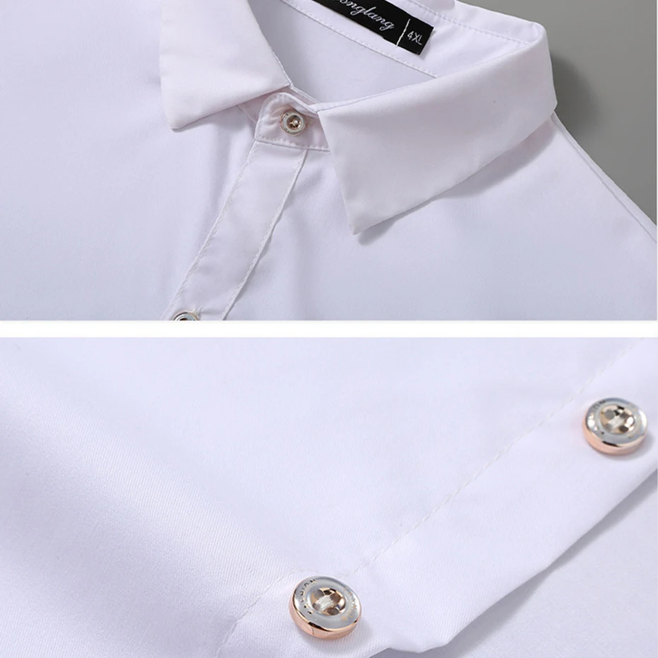11XL Plus Size Shirts Men Spring Autumn Long Sleeve Shirt Fashion Casual Solid Color Black White Shirt Male Big Size 11XL