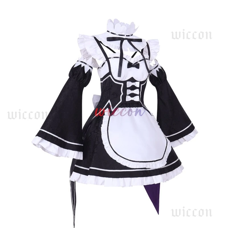 Ram Rem COS ชุดแม่บ้านอะนิเมะ Re:zero ชีวิตในโลกที่แตกต่างกัน COS))((^*% วิกผมชุดแม่บ้านฝาแฝดฮาโลวีน)(^*%@ # ￥%