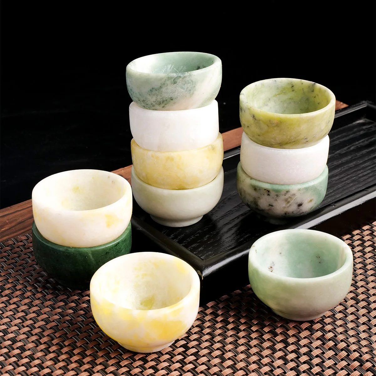 1 taza de té de cristal natural en bruto, copa de vino pulida, taza energética para el hogar y la oficina, taza de té Kung Fu