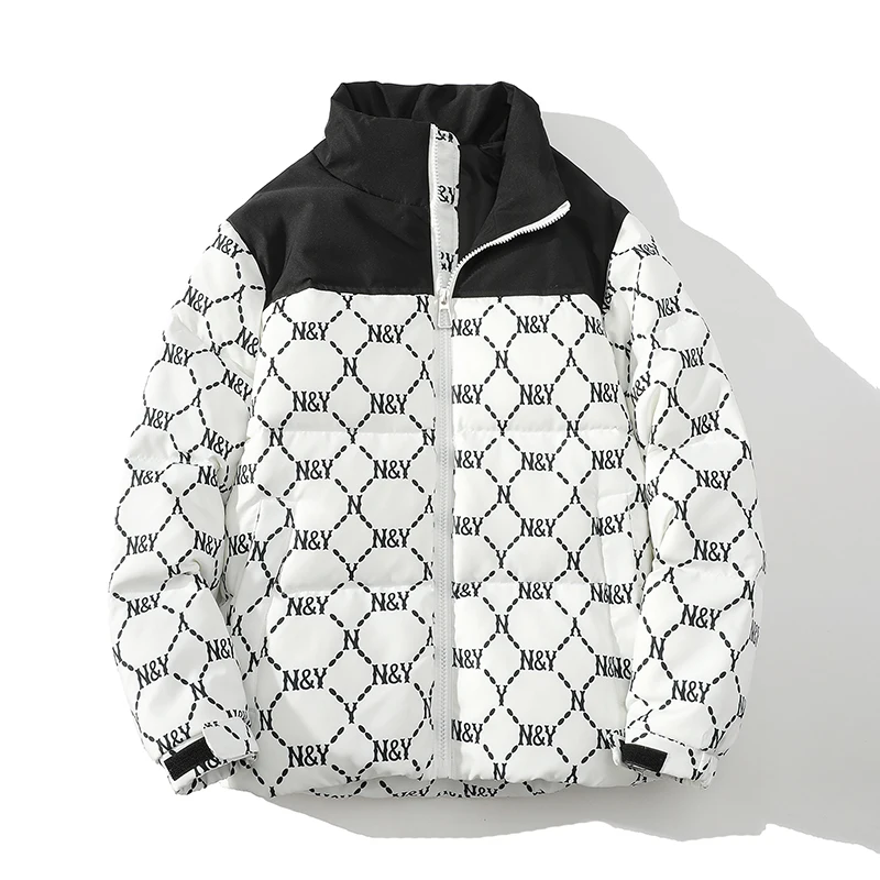 

Faionable Loose Men's down Jaet Stand Collar Outerwear Casual Warm Polyester Fiber Regular Length Basis ular Sle