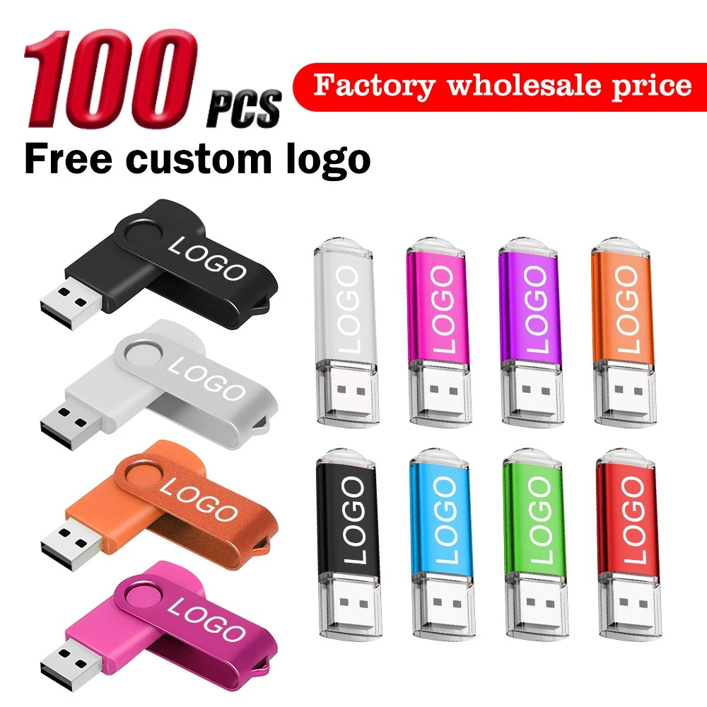 100PCS/lot Colour USB 2.0 Flash Drive wholesale 1G 2G 4G 8G 16GB Memory Stick Pendrive 32GB 64GB USB Stick Flash Disk Free laser