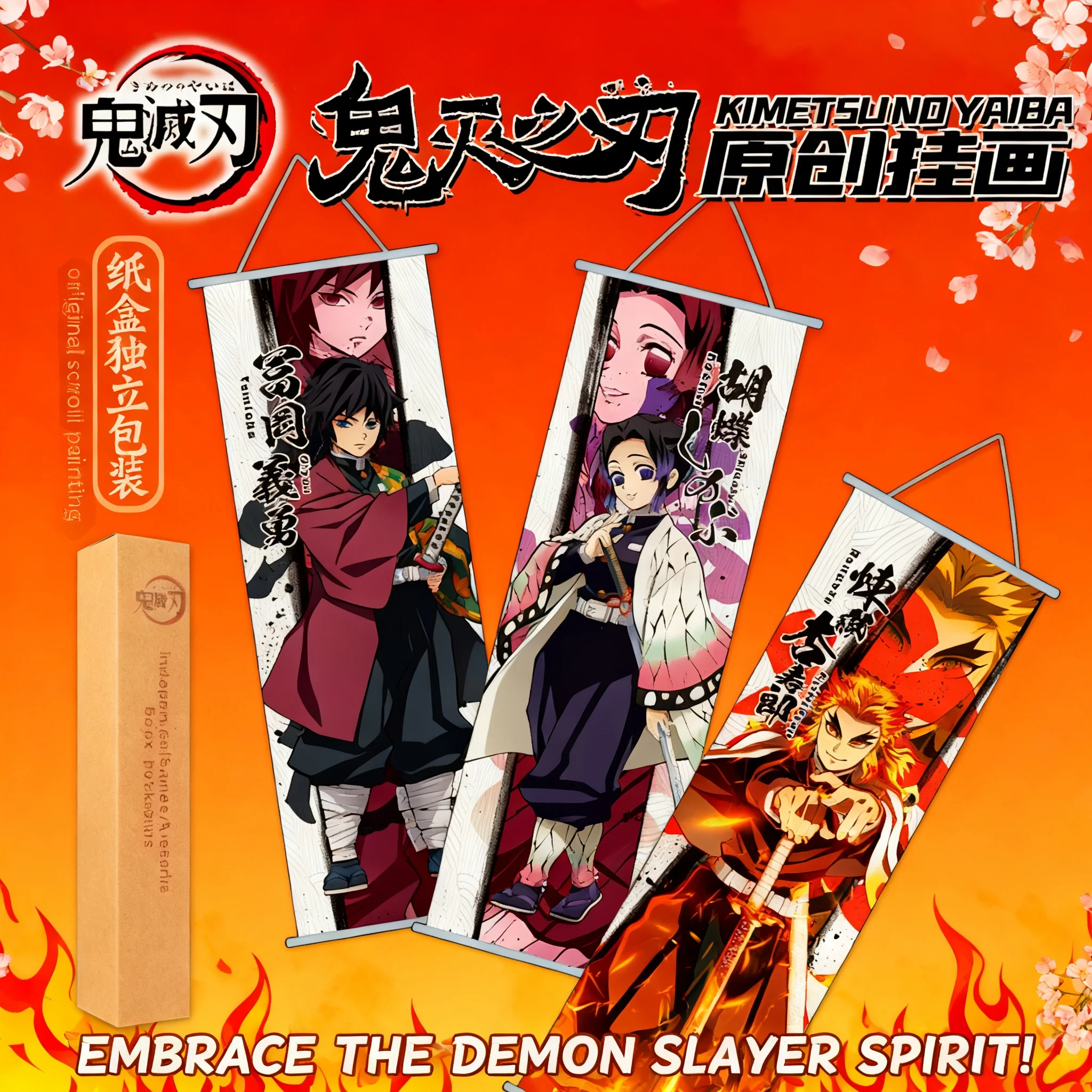 Mercancía Oficial del Anime Demon Slayer, Nezuko Kamado, Tanjiro, Kimetsu No Yaiba, Póster Colgante de Tela, Decoración de Pared