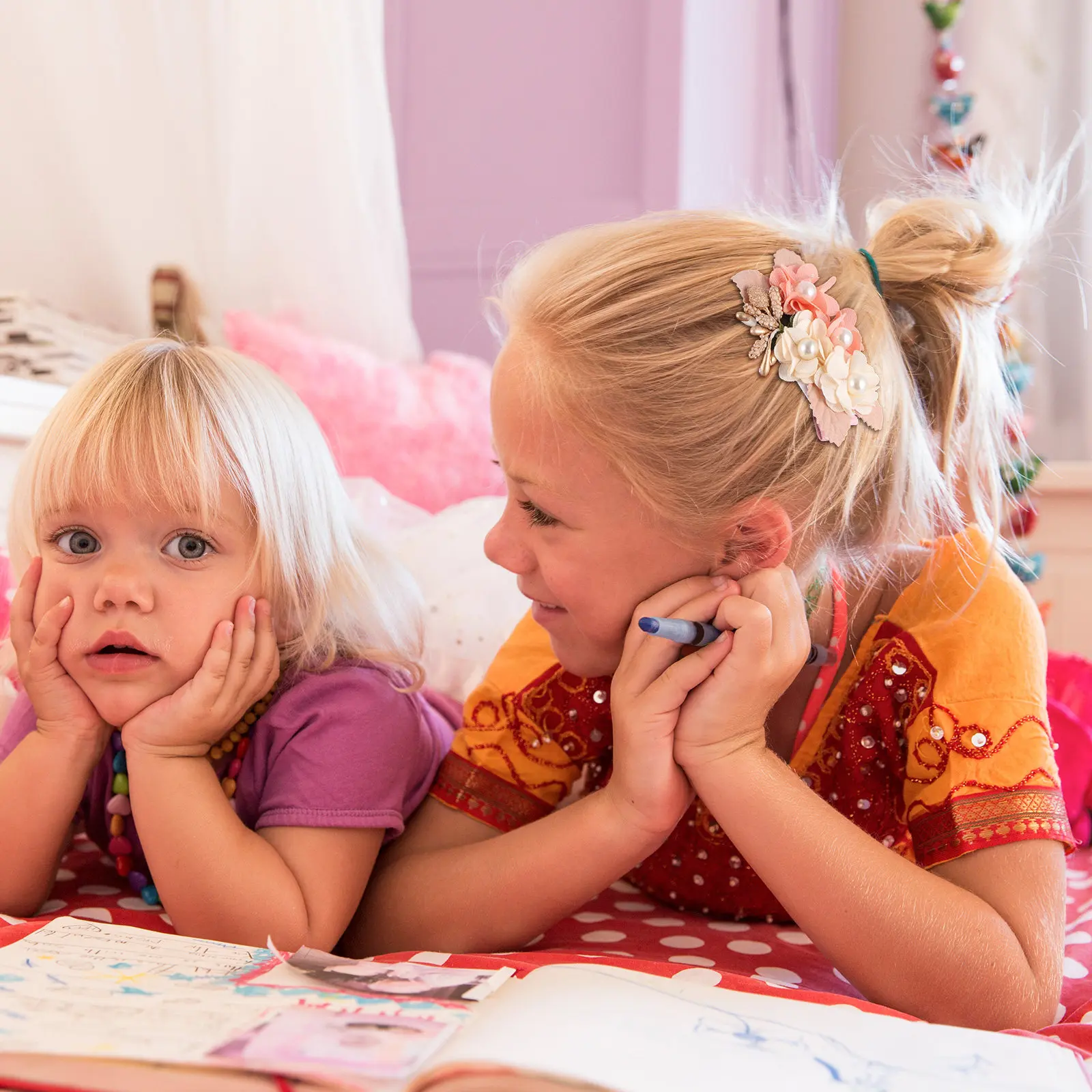 

Набор из 3 заколок для волос с цветочным узором для девочек: очаровательные тканевые цветы для праздников, фотосессий и повседневной укладки