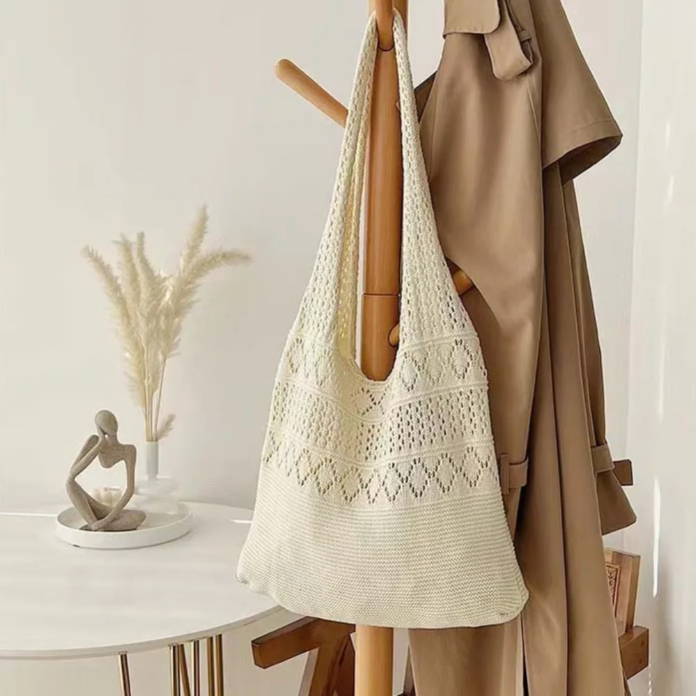 อินเทรนด์หวานทอกระเป๋า Hollow OUT Breathable ช้อปปิ้งฟางกระเป๋าโพลีเอสเตอร์ขนาดใหญ่ความจุ Summer Beach POUCH Storage