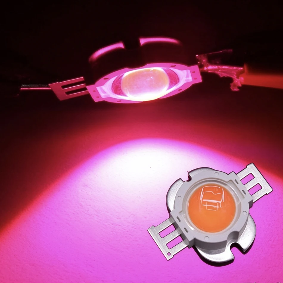 High Power 10W COB LED, Full Spectrum Pink 380-840nm, Aquarium Plant LED Chip With 90° Viewing Angle Lens