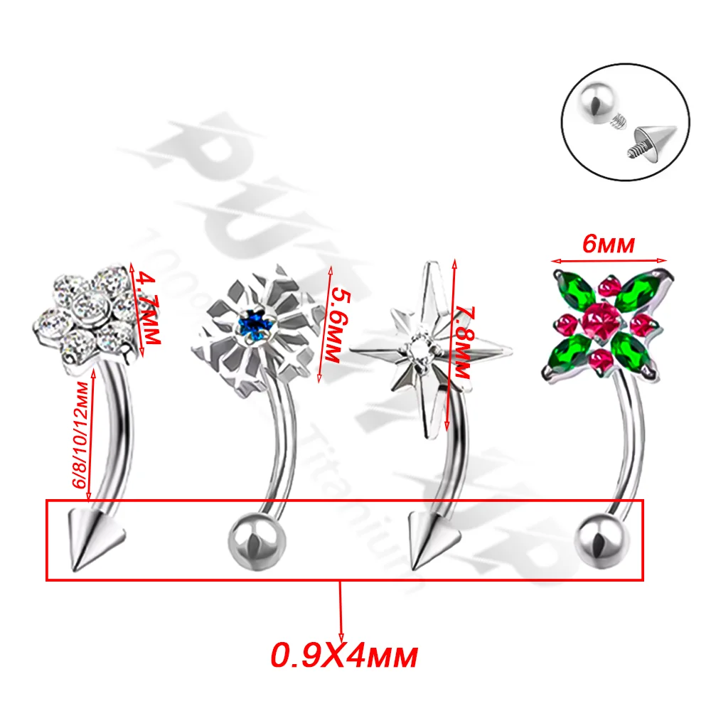 ASTM F136 Titanium Alloy High-Quality Hypoallergenic Curved Bar Set Fashionable Banana Bar Ear Cartilage Piercing Jewellery