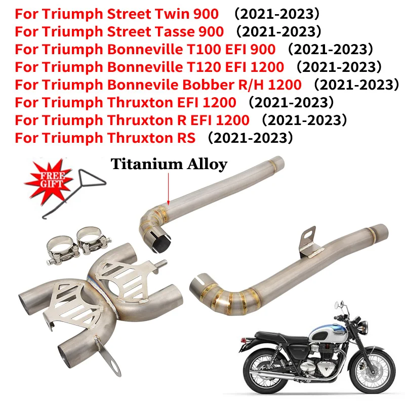 For Triumph Street Speed Twin 900 Bonneville Bobber Thruxton R Speedmaster T100 T120 1200 Motorcycle Exhaust Titanium Link Pipe