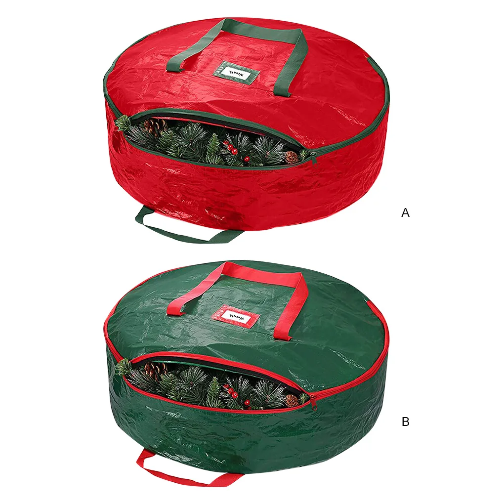 

Сумка для рождественских венков, двойные гирлянды, круглый органайзер, контейнер для хранения, ручка для карт, сезонный чехол, домашняя сумка, зеленый цвет