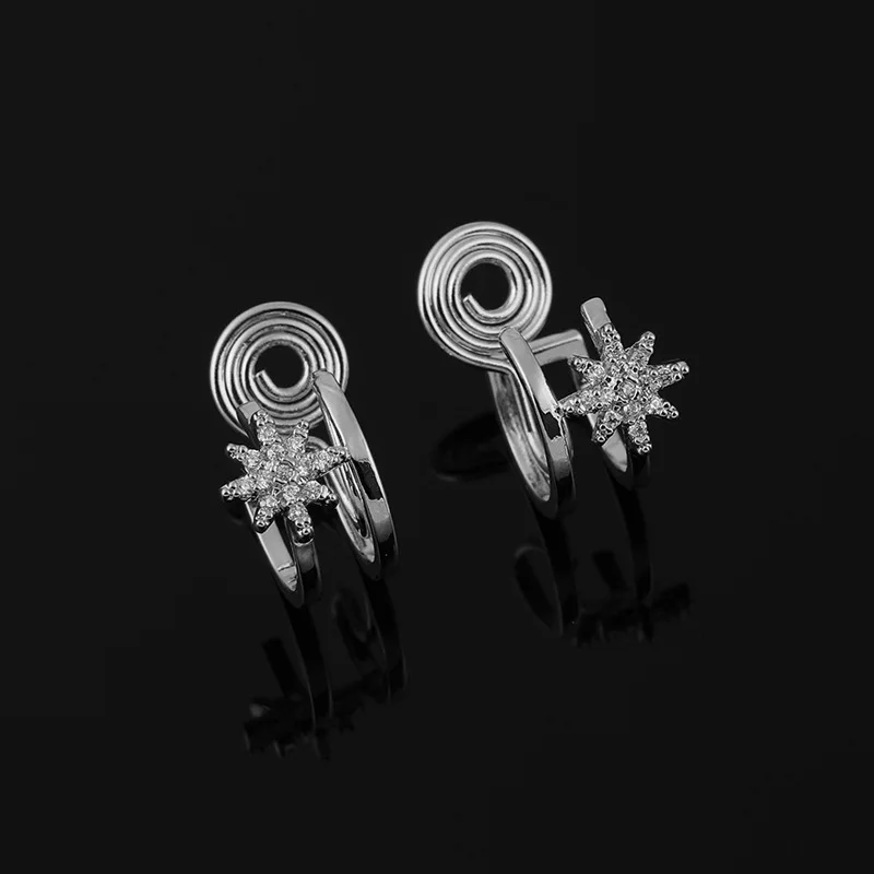 Simple Six-pointed Star One-piece Earrings Female Small Star Earrings Mosquito Coil Ear Clip For Women Clip On Earrings Gift