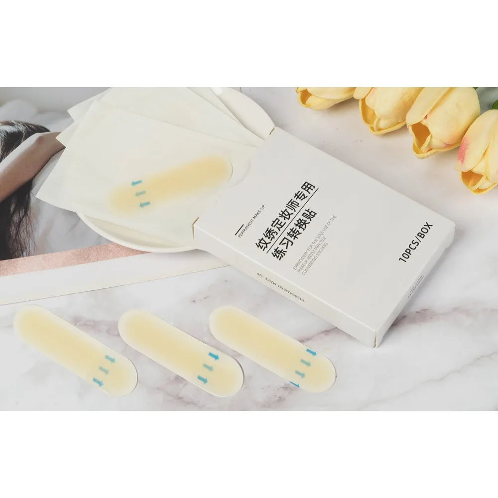 

10pc Transfer Eyebrow Skin Sticker Tattoo Real Operation Practice Permanent Silicone Tattoo Training Supplies Eyebrow Protection