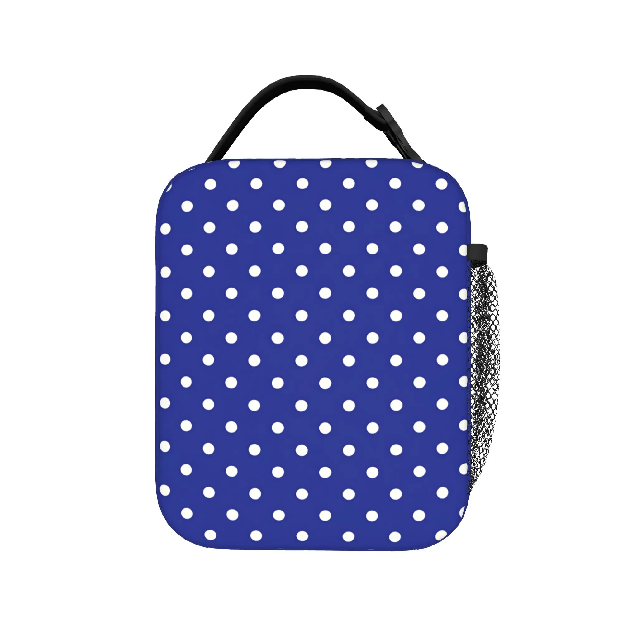 Cobalt Blue Polka Dots Lunch Bag For Child  Office Print Lunch Box Funny Oxford Tote Food Bags