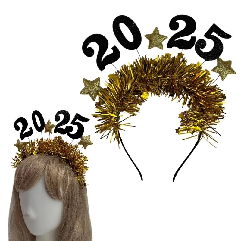 Brilhante 2025 estrela celebração bandana moda headwear tecido celebração cabeça ornamento para festas de férias