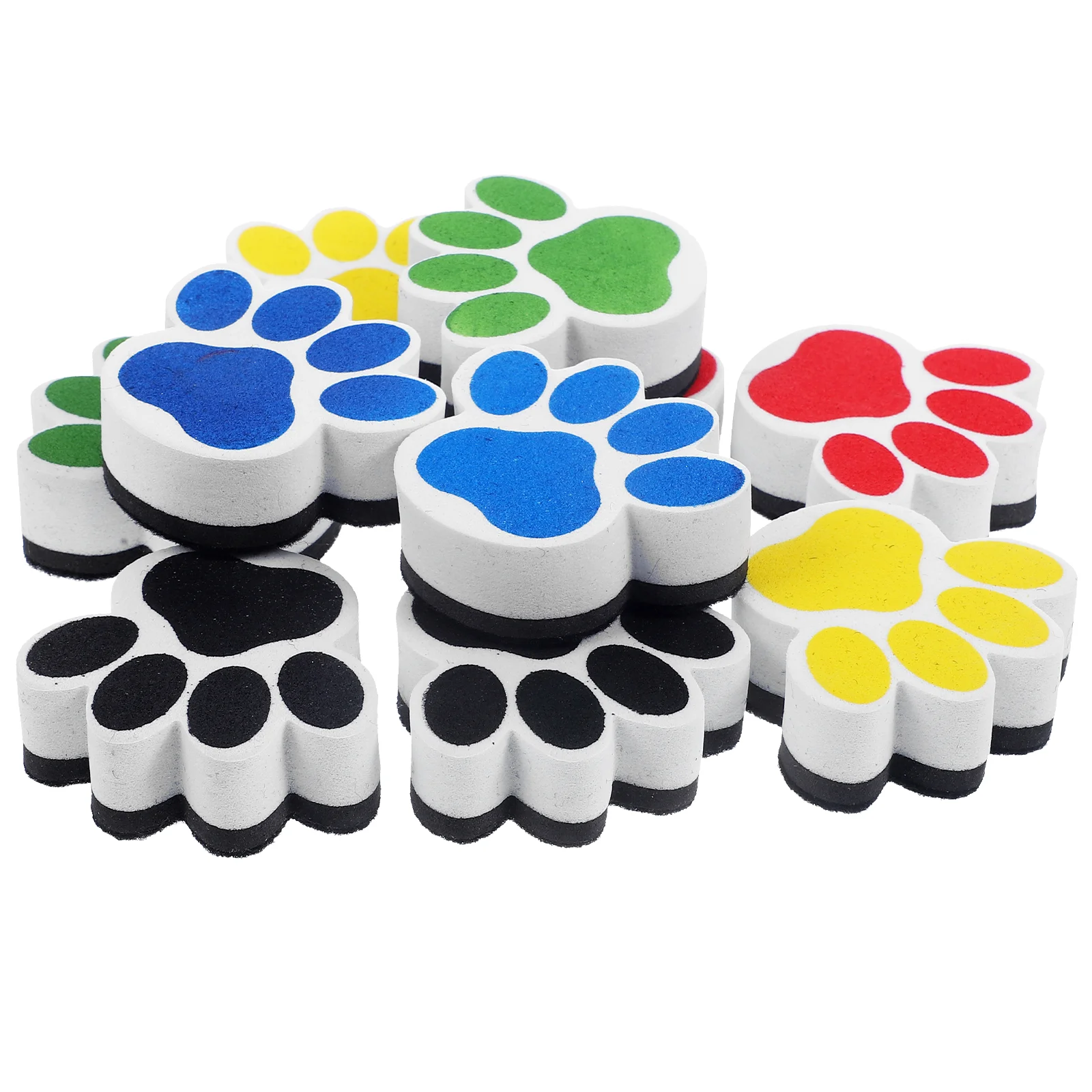 Magnetic White Board Erasers, Impressão Pata, Borracha Seca, Quadro Limpador, Desenhos Animados Whiteboard Erasers, Sala de Aula, 10Pcs