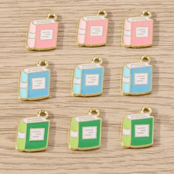 10pcs 10x17mm Cute Enamel Book Charms Pendants for Necklace Earrings Bracelet Handmade Craft DIY Jewelry Making Accessories