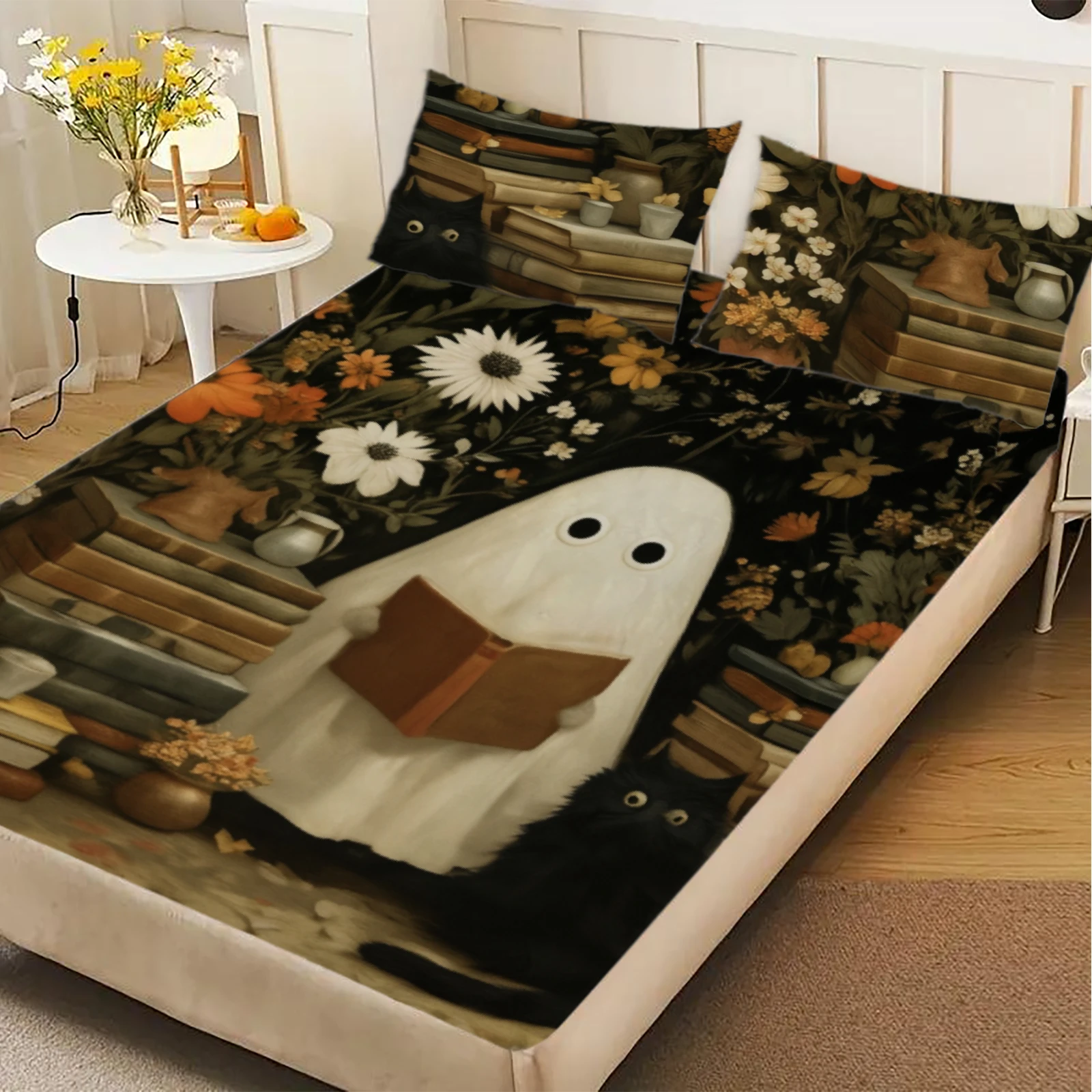 1pcs Halloween Sheet Deep Pocket Elastic Mattress Cover Single Double Queen King Comfortable Bedroom Decor Various Sizes