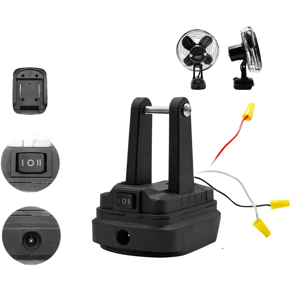 Portable Fan Base for Lithium Batteries with 12V 80V Voltage Range and DC Head Interface for Vehicle and Equipment Mounting
