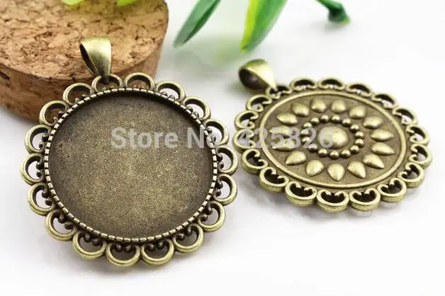 5pcs 30mm Inner Size Antique Bronze Classic Style Cabochon Base Setting Charms Pendant (B6-22)