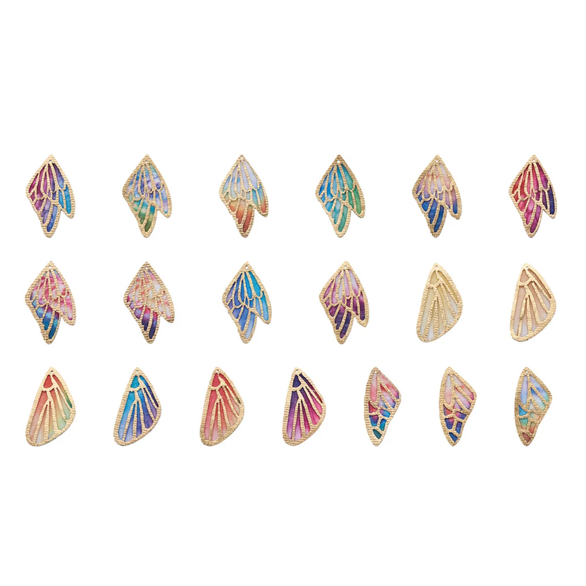 

100pcs Butterfly Wing Charms Imitation Metal Cloth Pendants Colorful Fashion DIY Drop Earrings Jewelry Making Accessories