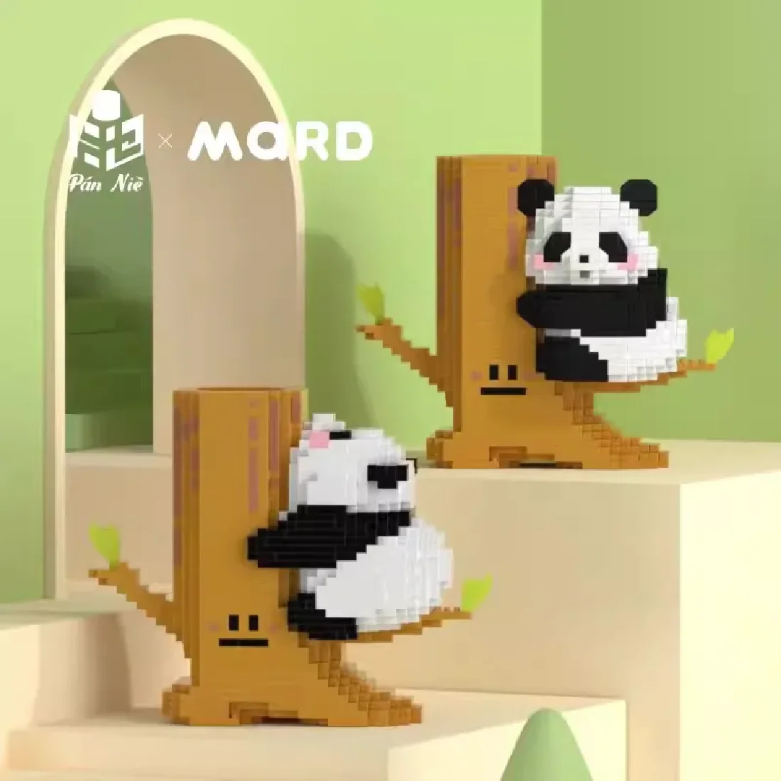 Cute Panda Model Blocks Educational Assembled Mini Bricks Toys Office Pen Holder Kawaii Panda Tabletop Ornaments DIY Gifts