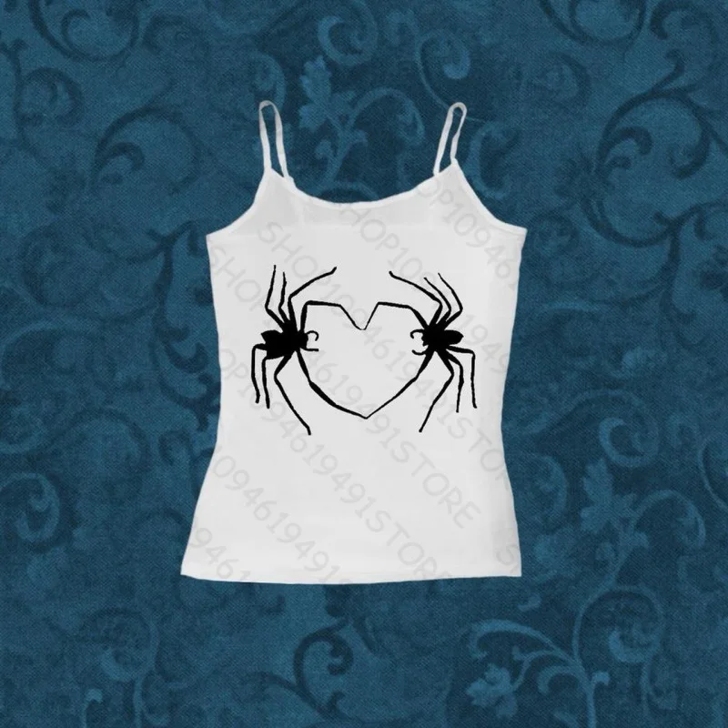 เสื้อครอปท็อปสไตล์โกธิค กรันจ์ พังก์ ฮิปฮอป ร็อค สตรีทแวร์ แคชชวล เซ็กซี่ ยุค Y2K เรโทร ฮาราจูกุ อีโม สาวหวาน แฟชั่นลูกไม้ เสื้อสายเดี่ยว