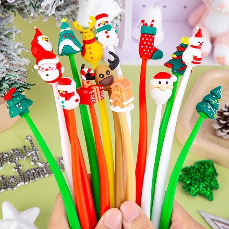 Cartoon Weihnachten Gel Stifte Kinder Geschenk Elch Schneemann Ornament Weihnachten Party Favor Geschenk Stift Schule Schreibwaren Preis Büro Geschenk