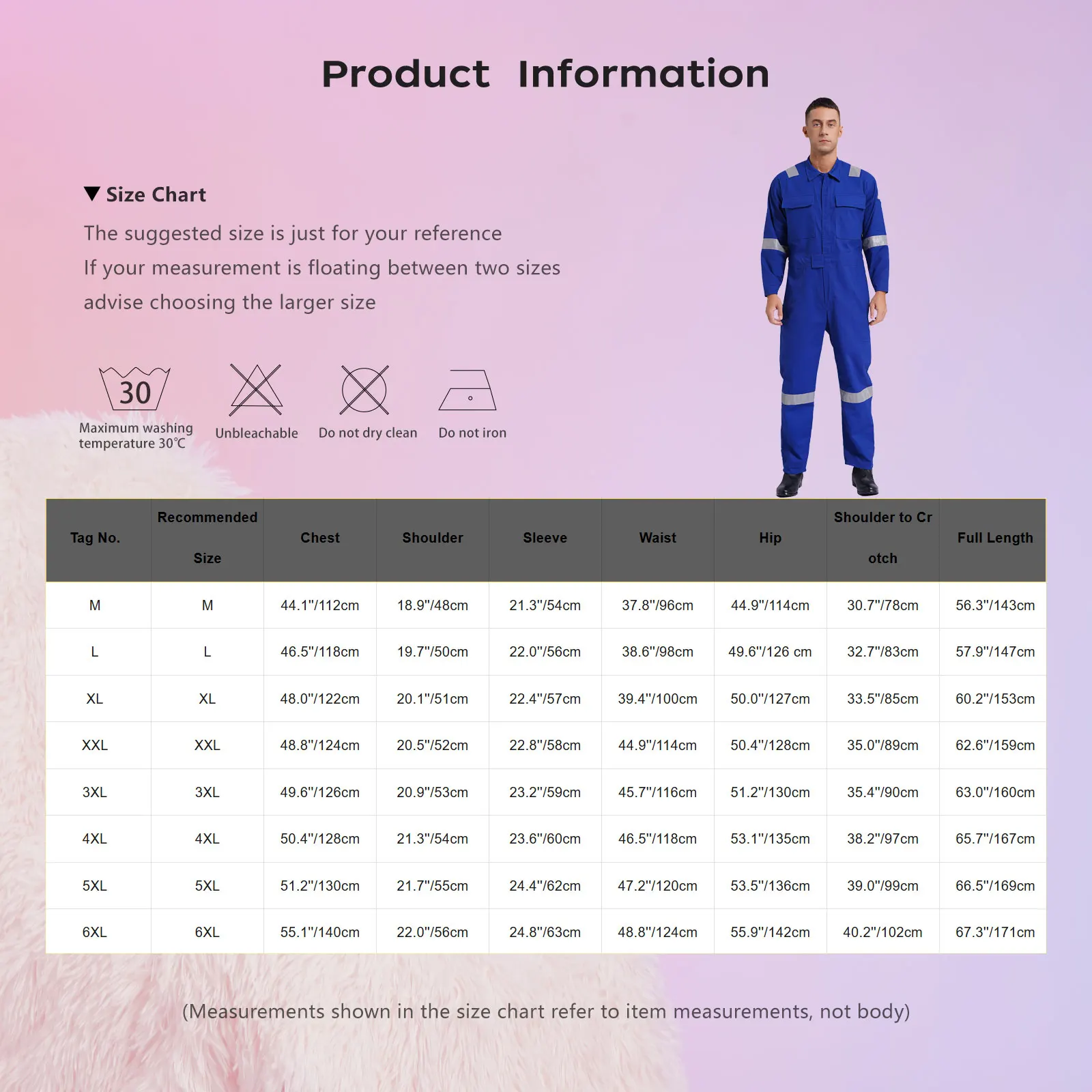 Men\'s Long Sleeve Cotton Coverall Dustproof Dungarees Working Uniform Reflective Strips One Piece Jumpsuit with Pockets