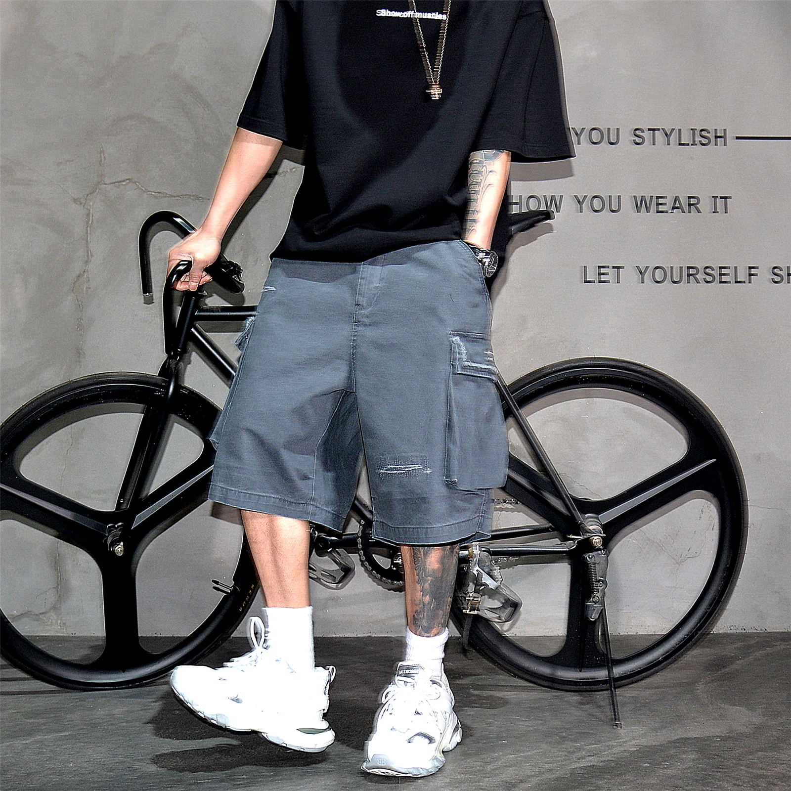 Japanese Korean Cargo Shorts For Men Summer Heavyweight Cotton 5-Inch Premium Distressed Streetwear Trendy Casual Pants Male