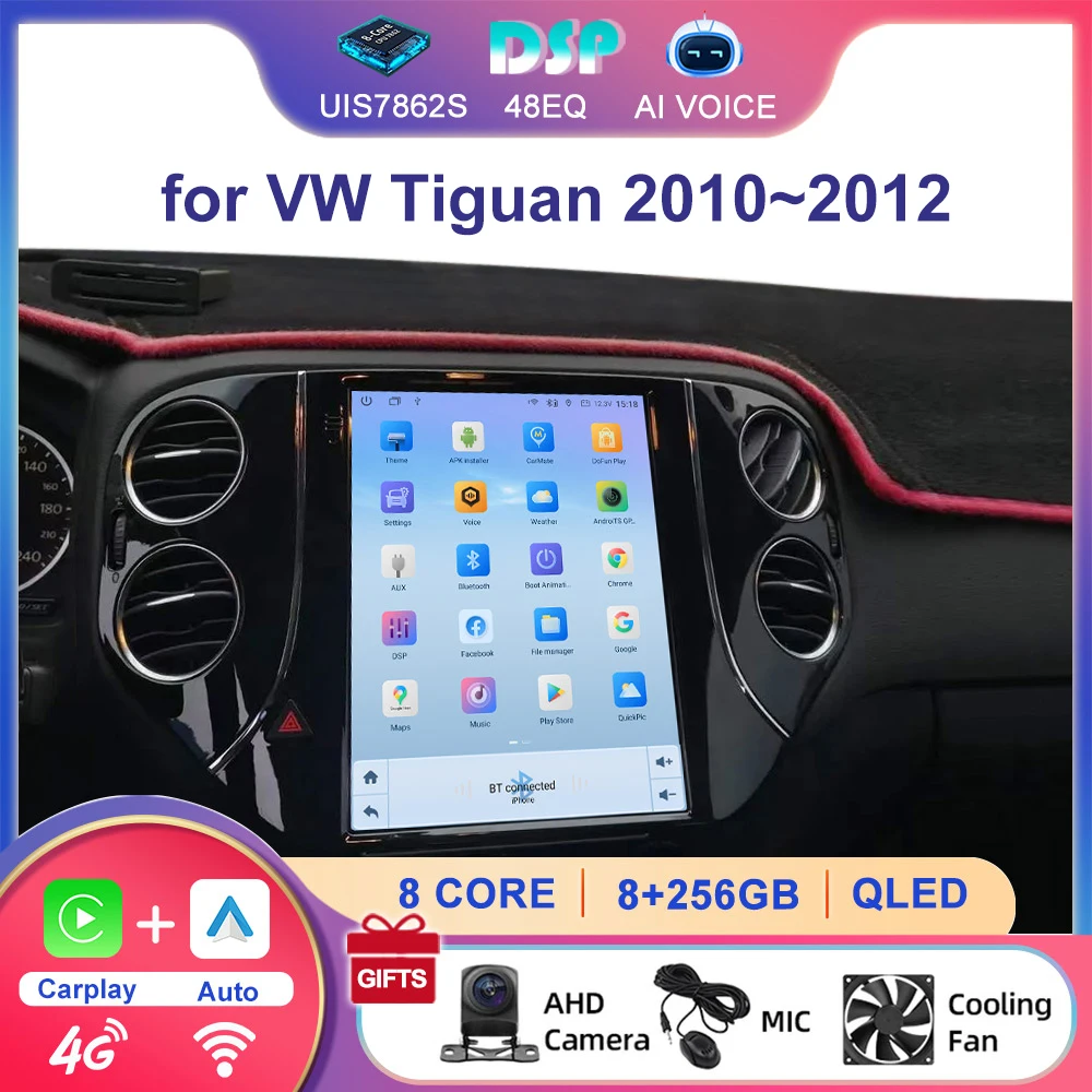 

Вертикальный сенсорный экран Carplay Android Auto для Volkswagen Tiguan 2010-2012, автомобильная магнитола, мультимедийный стереоплеер