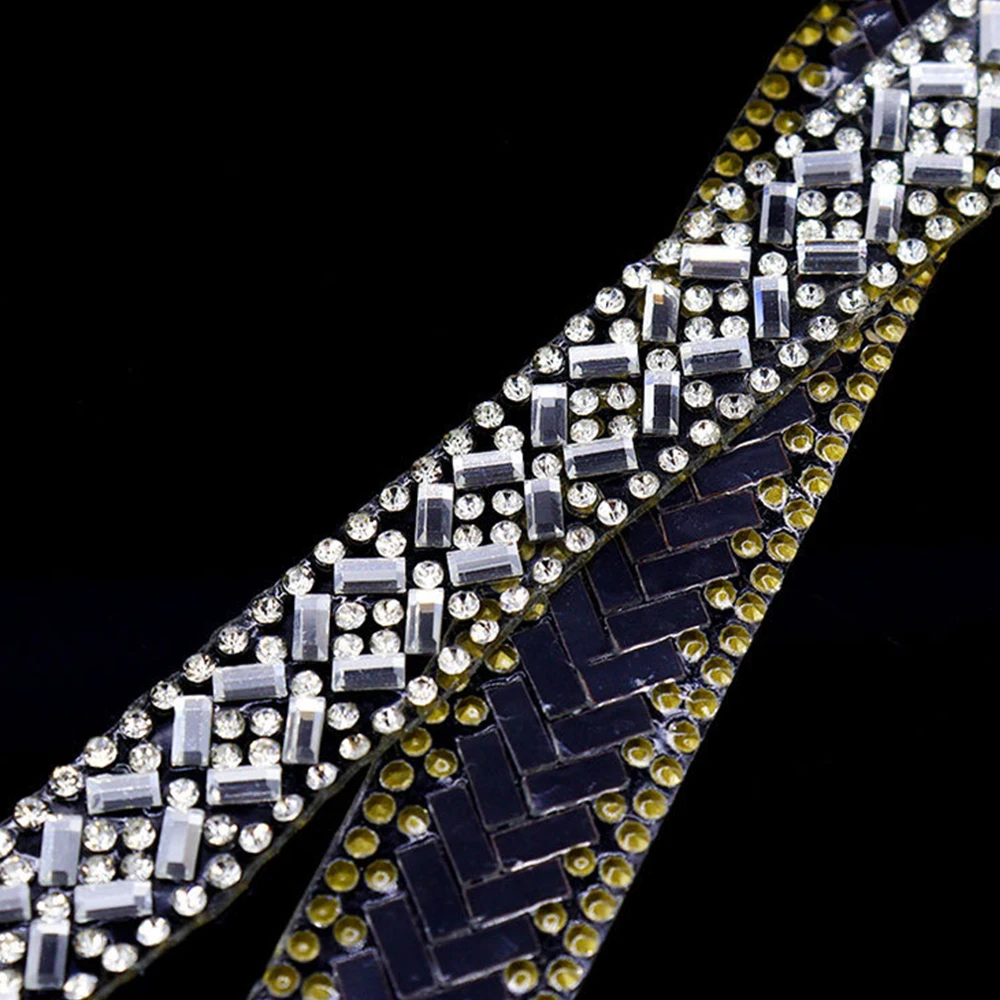 

Clothing Accessories Glittering Rhinestone Strip Diamond Ribbon Adhesive Adhesive Trim For Diy Crafts Costume Design Belt
