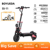 BOYUEDA S5 Electric Scooter 6000W Motor 60V38AH Battery 120KM Range 85KM/H Speed NFC Smart App RGB lights Off-road E Scooters