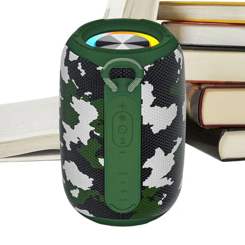Tragbarer kabelloser Lautsprecher, kompakter Außenlautsprecher, tragbarer Bass-Audioplayer mit buntem Licht, Camping-Musik-Spielgerät