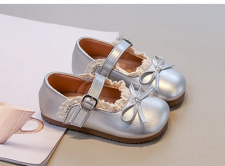 Mädchen Frühling Herbst Schleife Weiche Sohle PU-Lederschuhe Kinder Rutschfeste Spitzenbesatz Loafer Atmungsaktive Mary Jane Schuhe Kinder Freizeitschuhe – Detail 14