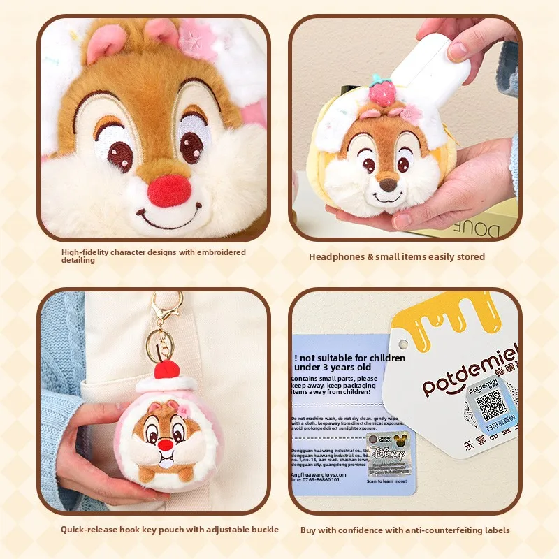 Potdemiel Official Chip 'n' Dale Plush Coin Purse Keychain - Disney Cartoon Character Wallet Keyring for Girlfriend Kids Gift