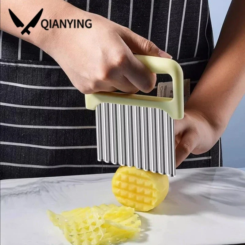 Stainless Steel Knife Potato Slicer With Wave-Shaped Sharp Blades - Use Kitchen-Specific Tool For Making Perfect Potato Chips
