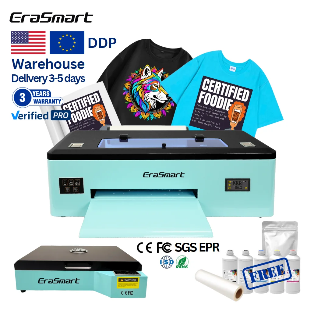 

Free Shipping Erasmart A3 Dtf Printer Printing Machine Digital T-shirt Printer For Clothes 1390 Head DTF Printer
