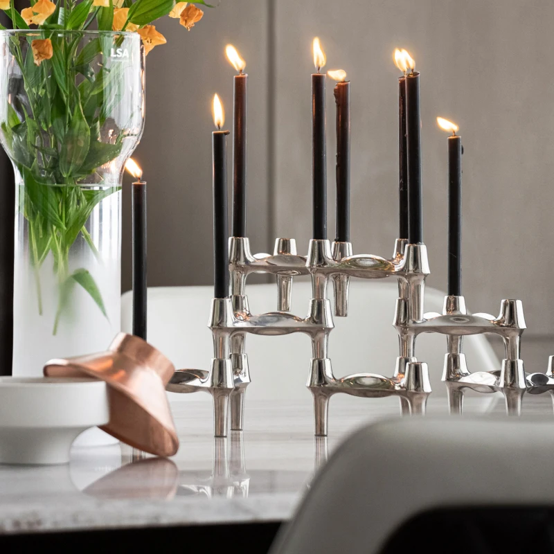 Creative Triangle Molecular Candlesticks Luxury Metal Candles Holders Silver Candleholder Nordic Home Decor Table Centerpiece