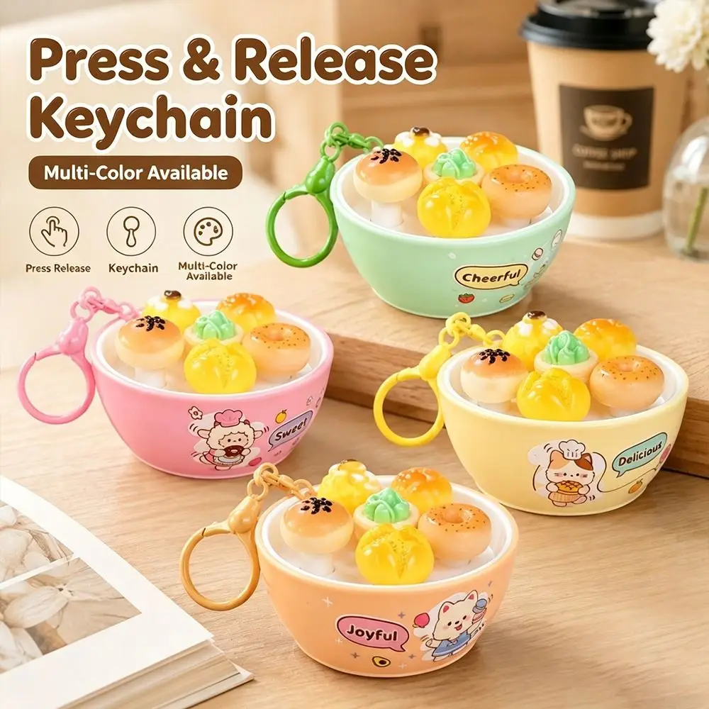 Press Button Whack-a-Mole Keychain Cute Animals Pattern Dessert Theme Fidget Dessert Keychain Plastic Stress Relief