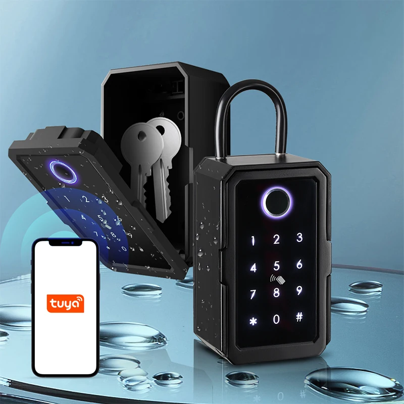 Tuya Wifi Safe Stainless Steel Electric Fingerprint IC Card Password Lock Home Smart Key Box