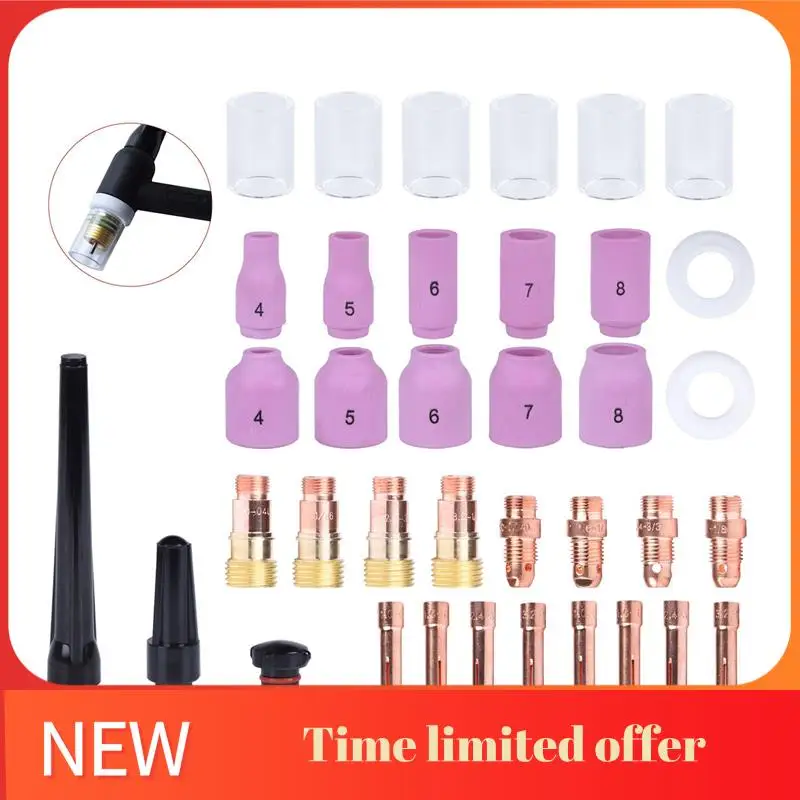 

49Pcs TIG Welding Torch Stubby Gas Lens Replacement Parts For WP17 WP18 WP26 TIG 10 High Temperature Glass Cup Kit
