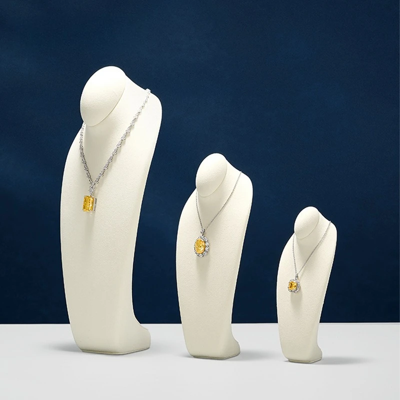 Microfiber Necklace Display Bust Mannequin Neck Jewelry Stand for Retail Counter Showcase