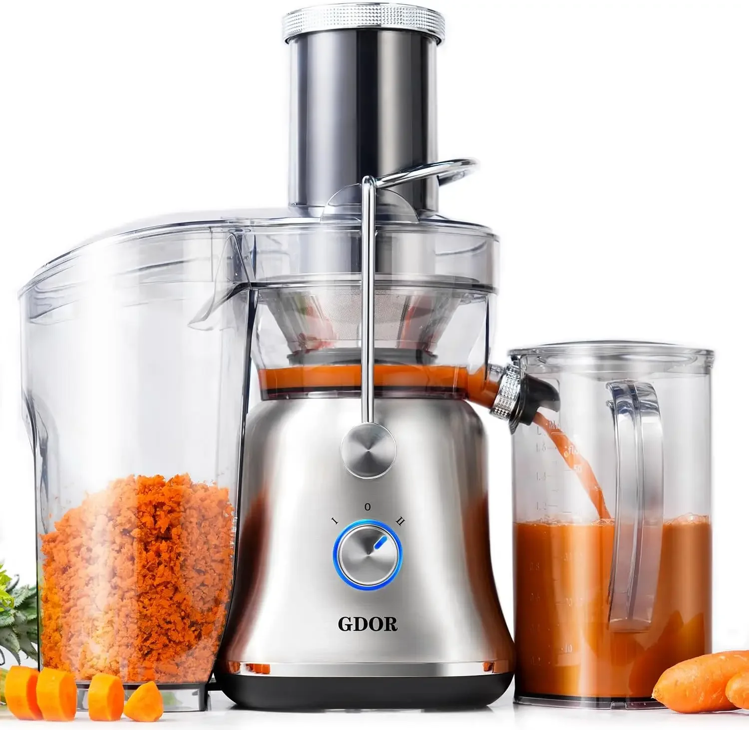 

1300W Powerful Juicer with Larger 3.4" Feed Chute, Titanium Enhanced Cutting System, Centrifugal Juice Extractor Maker with Heav