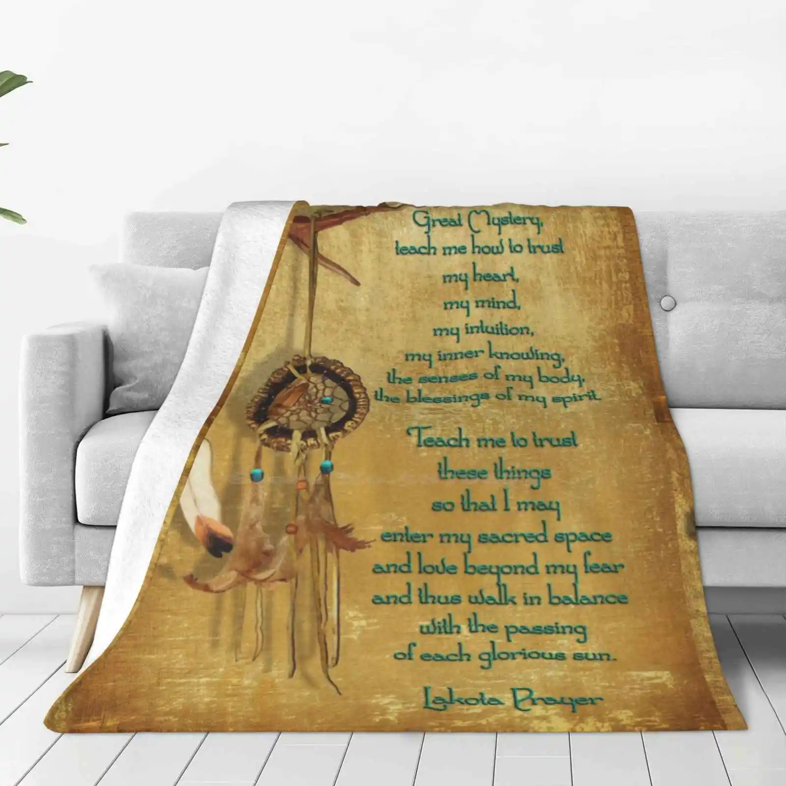 Lakota Prayer Dream Catcher Trend Style Funny Fashion Soft Throw Blanket Illustration Image Of Dream Catcher Lakota Prayer