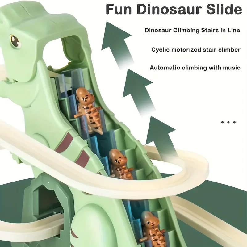 Ensemble de jouets de piste de course de dinosaures électriques pour enfants |   Jeu de voiture sur rail coulissant à assemblage amusant avec lumière et son |   Cadeaux éducatifs STEM