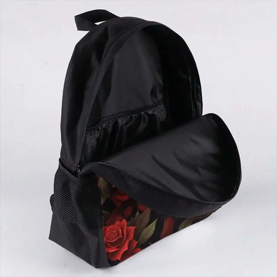 

Red Rose Printed Backpack For Men Laptop Travel Bag With Adjustable Straps Side Pockets