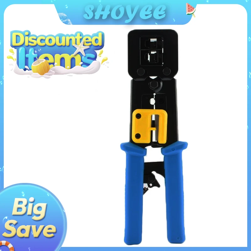 

Pass Through RJ45 crimper hand network tools pliers cat5 cat6 8p8c Cable Stripper pressing clamp tongs clip multi function